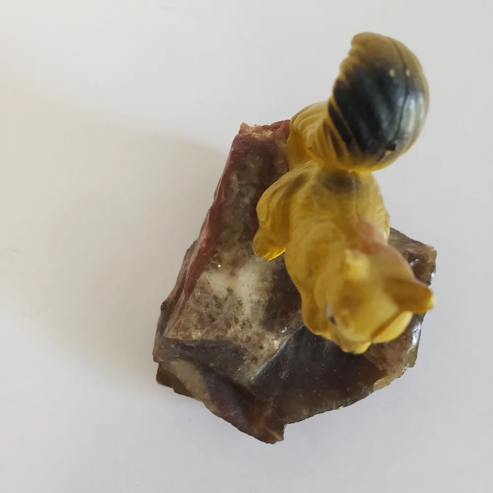 Vintage Squirrel Figurine on Natural Stone Base Ceramic Resin Collectible Decor